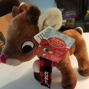 Musical Rudolph Red-Nosed Reindeer Singing  Plush & 2 Abominable Snowmen NEW